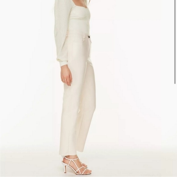 Wilfred The Melina Pant High-waisted Straight Leg Vegan Leather Pans Ivory Sz 2 - Picture 4 of 17